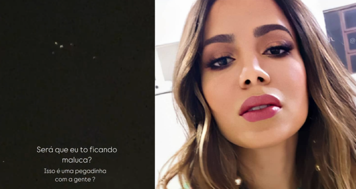 Anitta aparece intrigada ao filmar supostos OVNIs: 'É uma pegadinha?'; vídeo