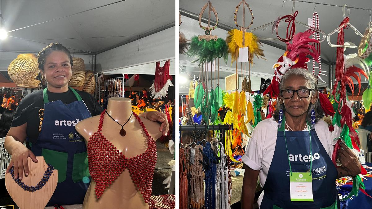 Artesãs Regina Ramos e Joana Pimentel no Norte Bumbás 2025