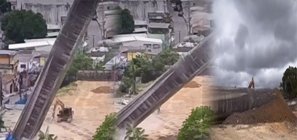 Caixa d'água desaba próximo ao Tribunal de Justiça do AM, faz prédio tremer e causa pânico em servidores (vídeo)