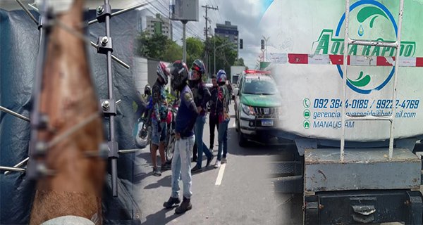 Empresa se nega a ajudar motociclista ferido após colisão com caminhão-pipa em Manaus (vídeo)